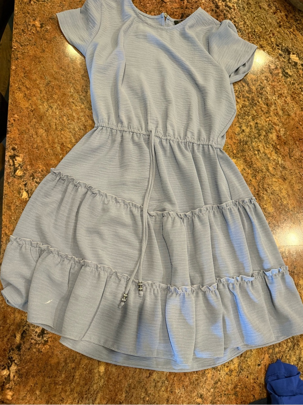 City Studio Pale Blue Tiered Tie-Waist Dress for Girls